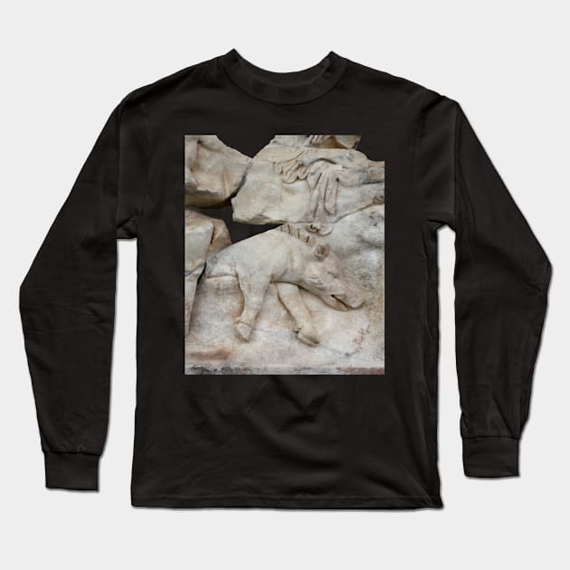 Calydonian Boar Greek Mythological Relief Cut Out Long Sleeve T-Shirt by taiche